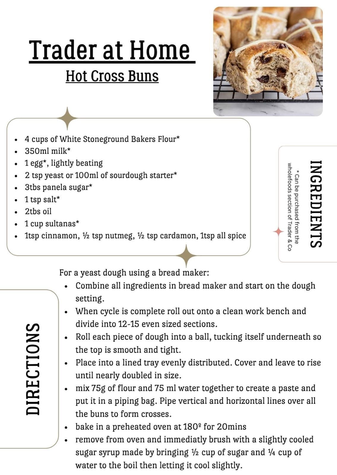 Hot Cross Buns recipe card