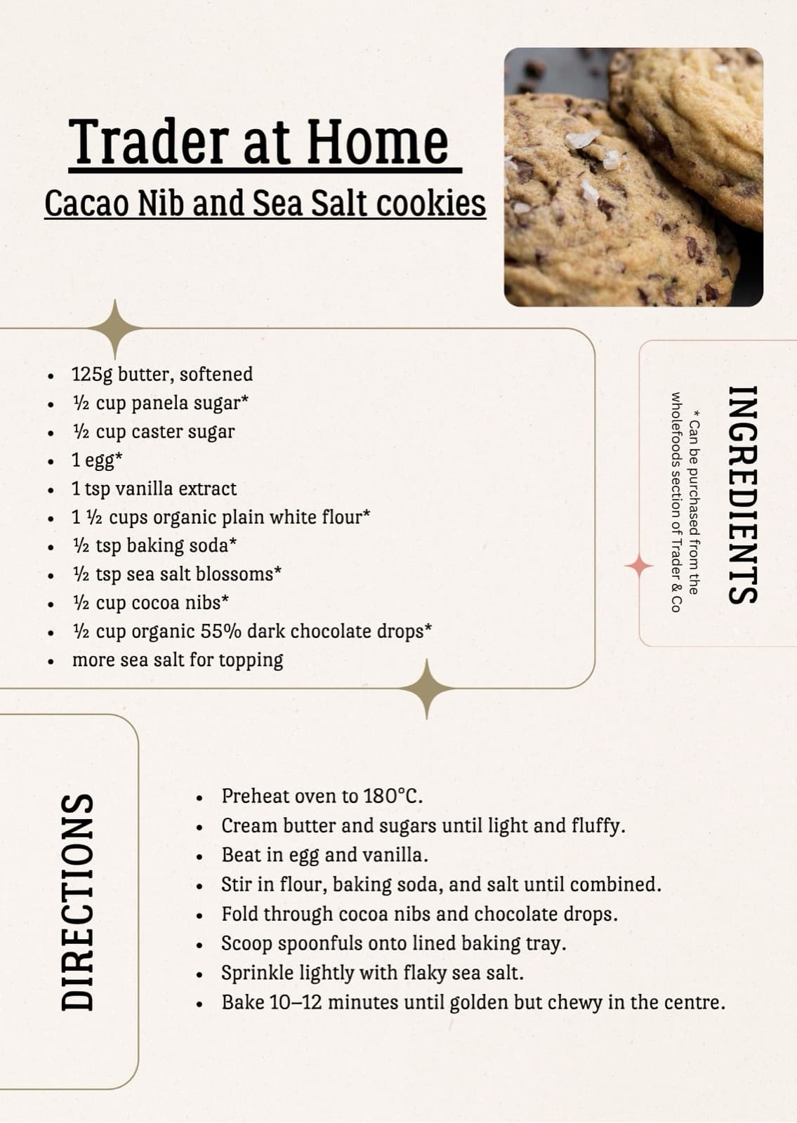 Cacao Nib & Sea Salt Cookies recipe card